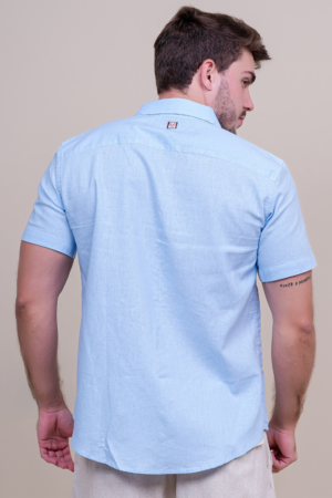 Camisa Linho Slim Fit Blue
