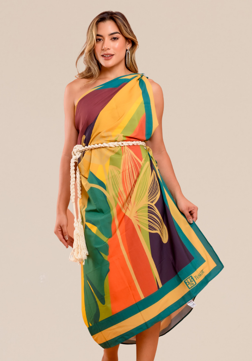 Pareô Cápsula Artística Estampa Lilian Color - Imagem 3