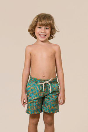 Short Voley Infantil Original Tusker Verde/Pêssego