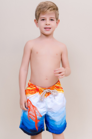 Short Voley Infantil Cápsula Artística Peixe Laranja