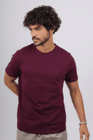 Camiseta Adulto Fio Egípcio Vinho com Bordado