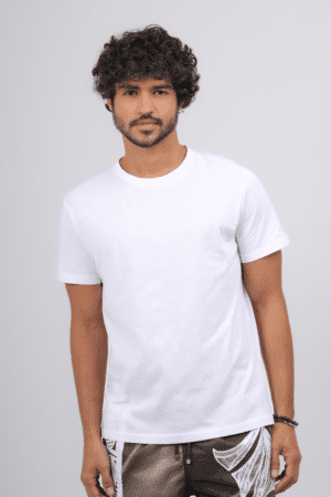 Camiseta Adulto Fio Egípcio Off White com Bordado