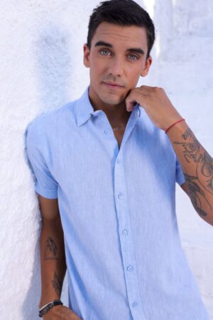 Camisa Linho Azul Claro