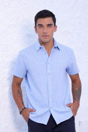 Camisa Linho Azul Claro