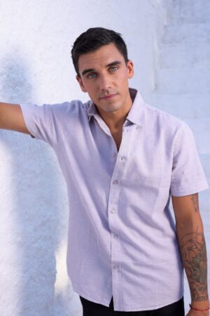 Camisa Linho Cinza Claro