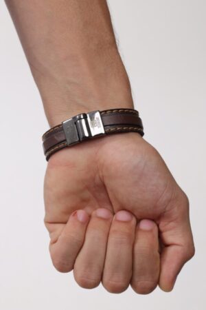 Pulseira em Couro Iron Café e Marrom
