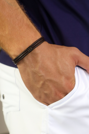 Pulseira em Couro Gladiador Café ref. TK65