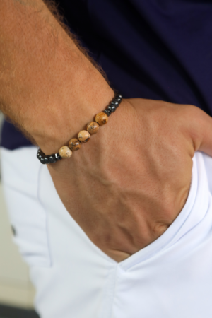 Pulseira em Pedra Hematita Terracota ref. TK67