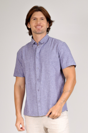 Camisa Linho Boton Down Azul Jeans ref.013031044