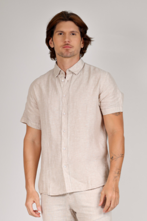 Camisa 100% Linho Bege ref.013031042