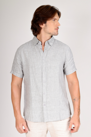 Camisa 100% Linho Cinza ref.013031042