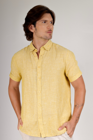 Camisa 100% Linho Amarelo ref.013031042