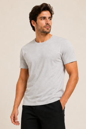 Camiseta Algodão Peruano Cinza Claro ref.20072026