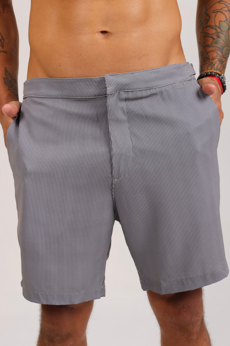 Bermuda Alfaiataria Saline Brown Stripes ref.2600133 - Imagem 5